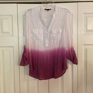 White and pink/purple blouse